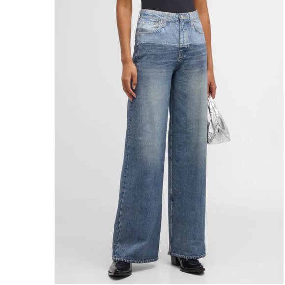 Rag & Bone Miramar Sofie Cotton-Terry WIde-Leg Jeans Size 32 - Picture 2 of 15